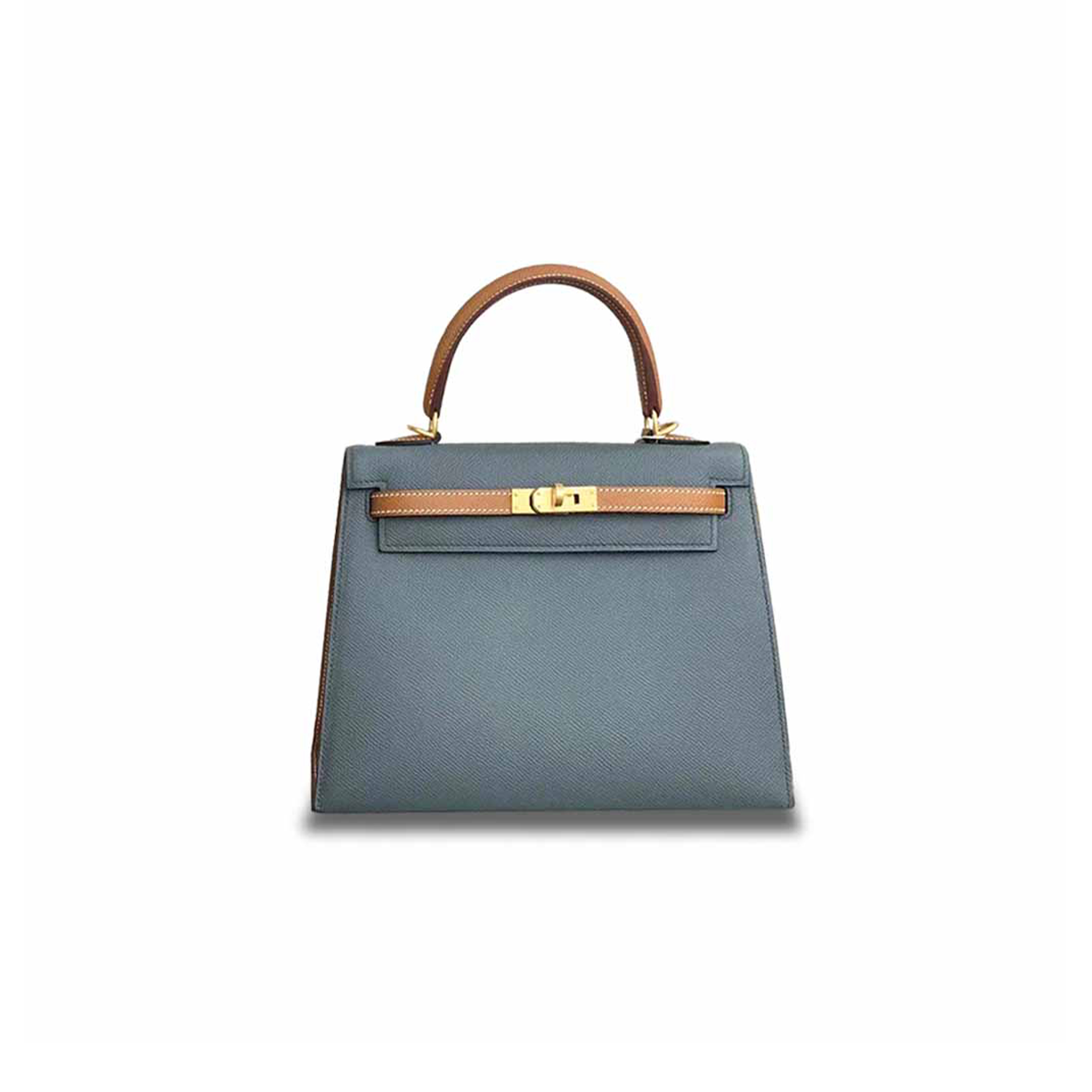 HERMÈS KELLY 25 EPSOM ALMOND GREEN WITH GOLDEN BROWN BRUSHED GOLD BUCKLE (25*17*7cm) 